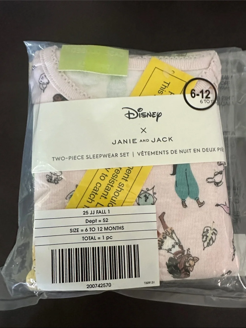Janie and Jack Pink Princess Character Cotton Pajama Set